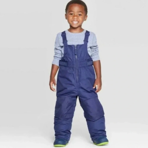 CAT & JACK NWOT Heavyweight Adjustable Snow Ski Bib Pants in Navy Blue - Picture 1 of 9